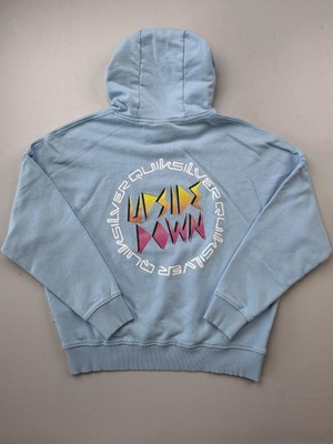 Quiksilver Hoodie Sweatshirt Mens Small Blue Fleece Stranger Things Upside Down