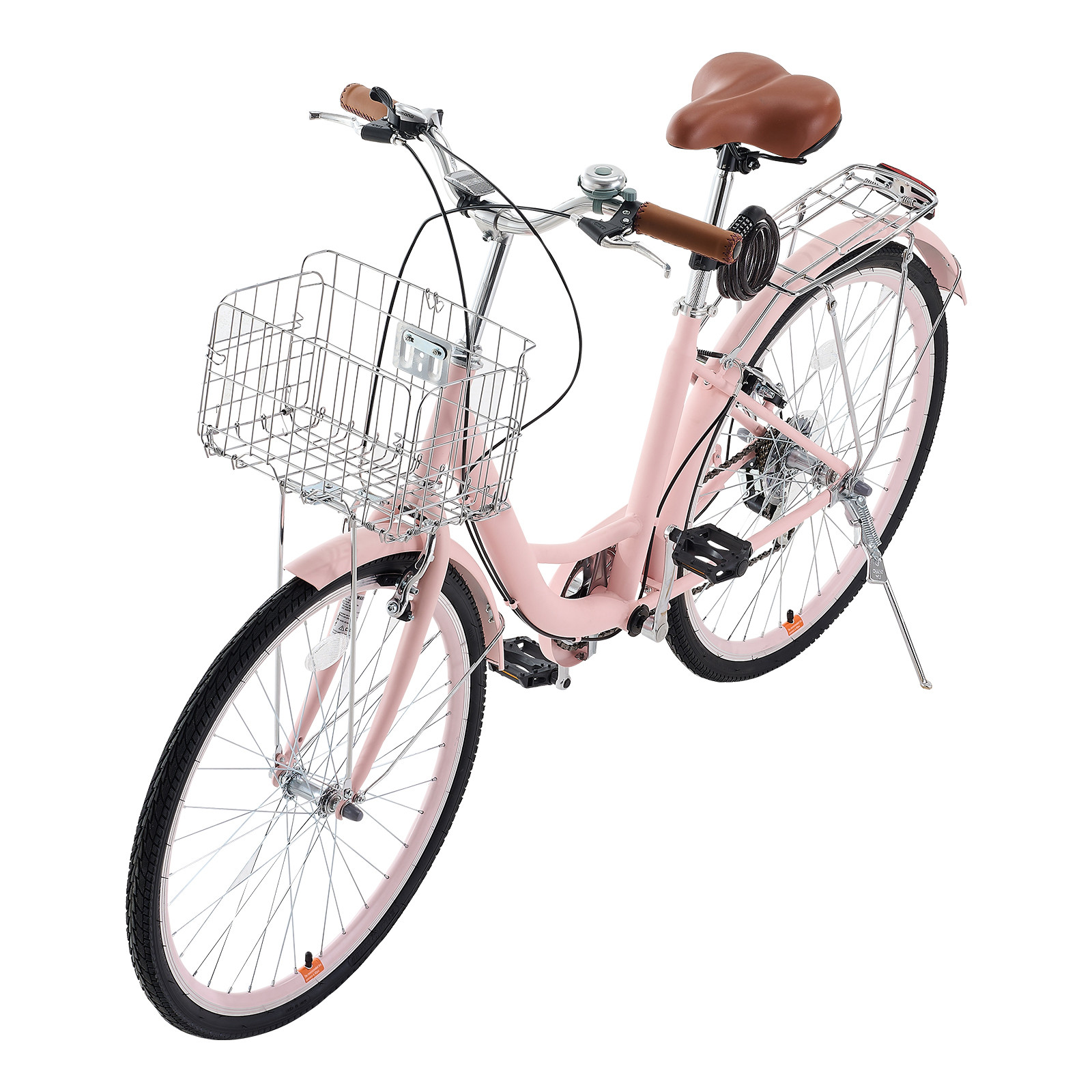 26 Inch Ladies' Charleston Cruiser Bike 7-Speed Pink Beach City Bicycle w/Basket