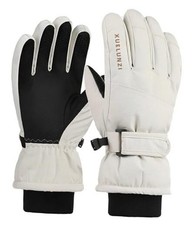 Kids Winter Snow Ski Gloves-Boys Girls Windproof Water One Size off-white