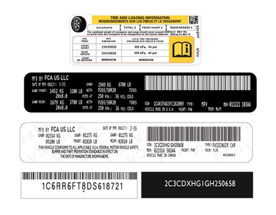 #ad #ad CUSTOM FCA VIN ID Label Replacement Stickers – Vehicle Identification Decals $219.00