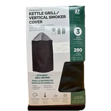 Kettle grill/ vertical smoker cover Weather Resistant Gray & Black (35inx27.5in)