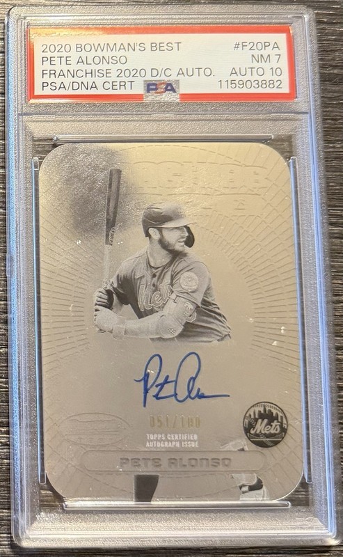 Pete Alonso 2020 Bowman Best F20-PA Franchise D/C Auto /100 PSA 7 Auto 10 POP 1