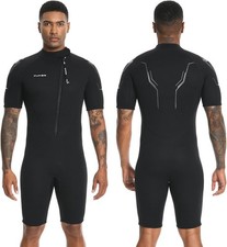 XUKER Mens Shorty Wetsuit, 3mm Diving Suit Front Zip Wetsuit Thermal Suit 2XL