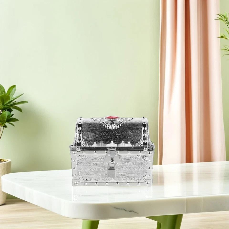  Caixa de armazenamento tema pirata caixas de plástico para artesanato pequeno baú de tesouro - Imagem 4 de 4