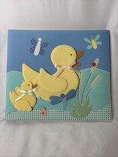 Handmade Scrapbook Photo Album Fabric Plush Duck Ducky Pond Pastels 14.5x12.5  