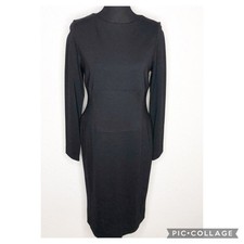 Carlisle black long sleeve ponte knit sheath midi dress size 10 classic chic