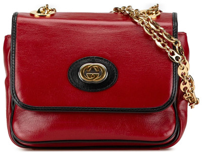 Gucci Marina Red Black Leather Gold Marine Link Chain Flap Shoulder Bag $2890