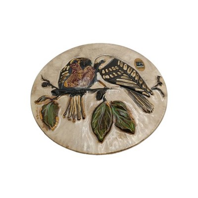 Lerchen Creation Keramik Wandteller Vögel Handarbeit Relief 27,5 cm