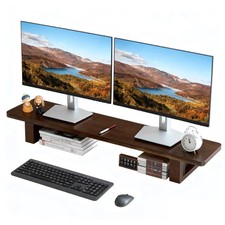 sanheshun Dual Monitor Stand Riser, 47Inch Solid Wood Desktop Walnut