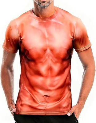 Unisex T-Shirt, 3D Druck Lustige Grafik T-Shirt, Herren Sixpack Shirt, Sommer Be