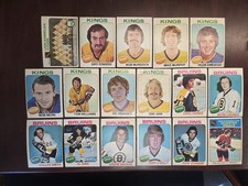 1975-76 OPC lot of 17 featuring the LA Kings & Boston Bruins with 1 rookie card.
