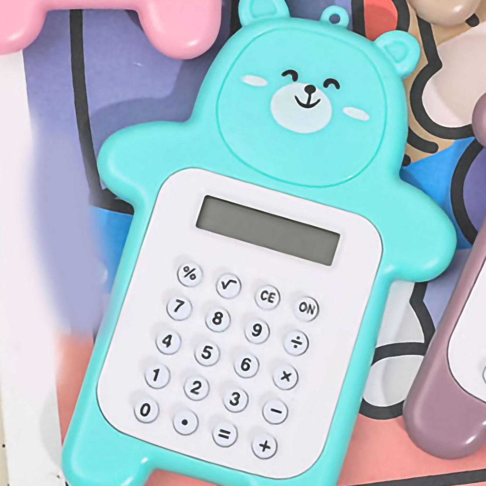Portable Calculator Cute Bear Style 8 Digit Calculator Mini Cartoon Calculator F