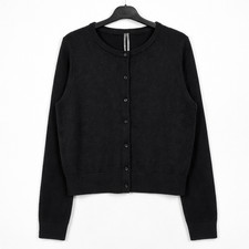 Anthropologie 100% Cashmere Black Button Cardigan Crew Neck  Size L