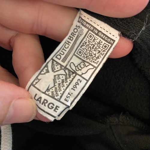 Dutch Bros Coffee Hoodie Pullover Graphic Logo Black Fleece Sweatshirt Large - Picture 3 of 15
