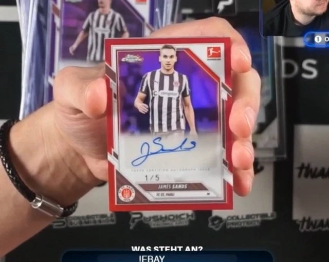 Topps Chrome Bundesliga 25/26 James Sands 1/5 Autogramm ST. Pauli Auograph Red