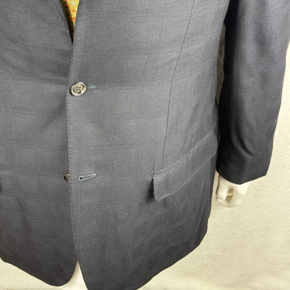 Blazer Abrigo Deportivo Isaia Negro Ventana Mezcla Lana Seda 54 IT 44 EE. UU. Foto 4 de 4
