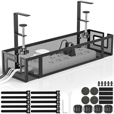 Under Desk Cable Management Tray, 15.75'' No Drill Cable Management Under Desk...