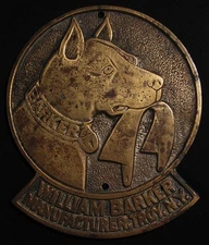RARE ANTIQUE WILLIAM BARKER COLLARS & CUFFS ADVERTISING DOG PLAQUE SIGN TROY NY