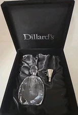 Lead Crystal Perfume Bottle 3.5" Dillard's Exclusive Stopper Funnel Velvet Box