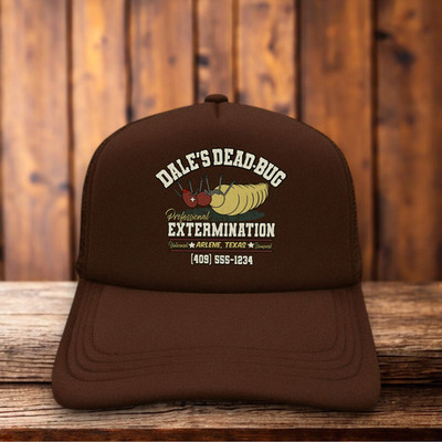 Dale's Dead-Bug King Of The Hill Mens Trucker Hat Brown Arlene Texas Funny Cap