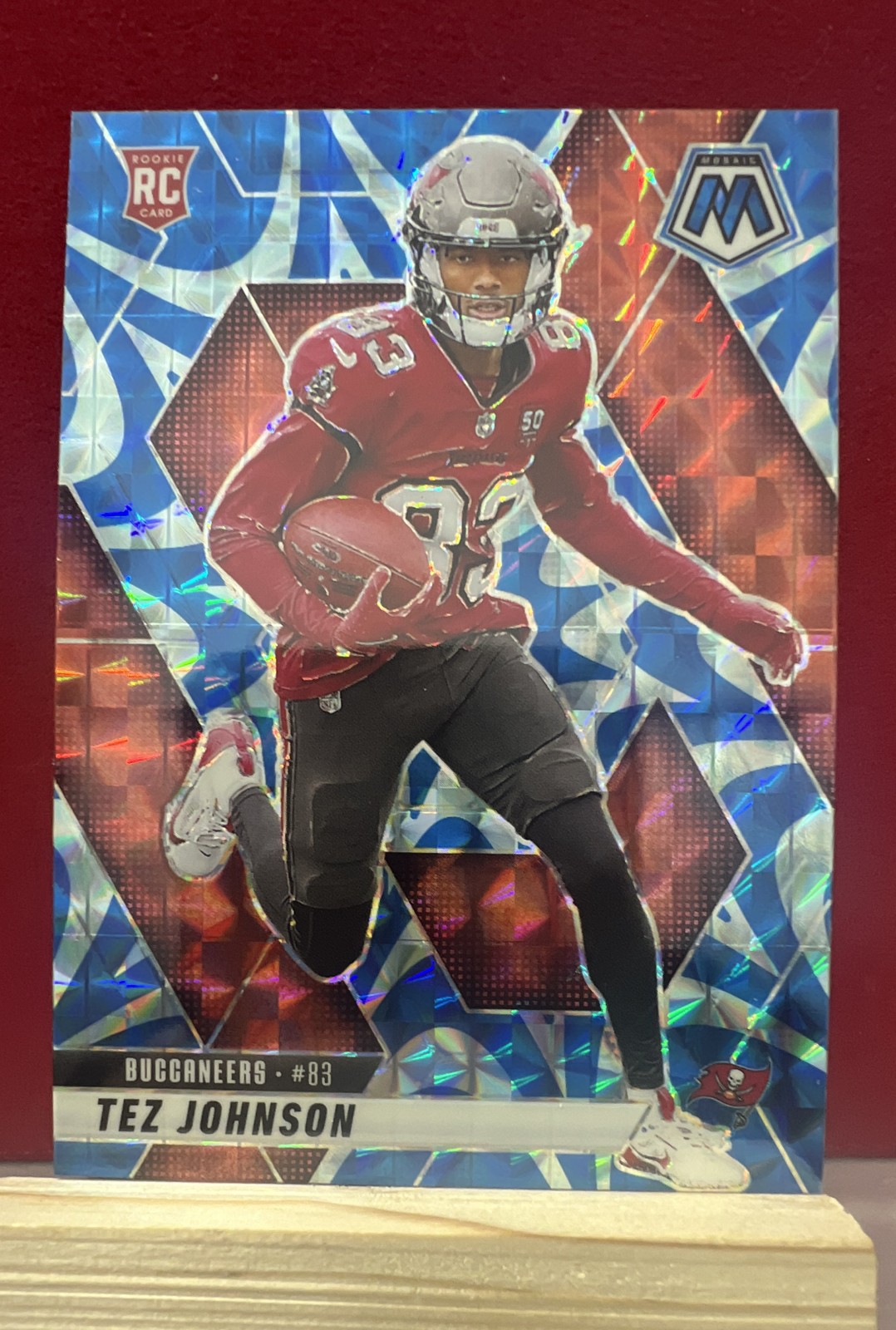 2025 Panini Mosaic - Rookies Tez Johnson #316 Reactive Blue Mosaic Prizm (RC)