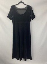 Dorothy Perkins UK 12 Midi Vintage Black Velvet Short Sleeve Christmas Dress