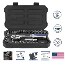 Compact 39-Piece Socket Set 1/4'' & 3/8'' Drives with Durable Ratchet Wrench