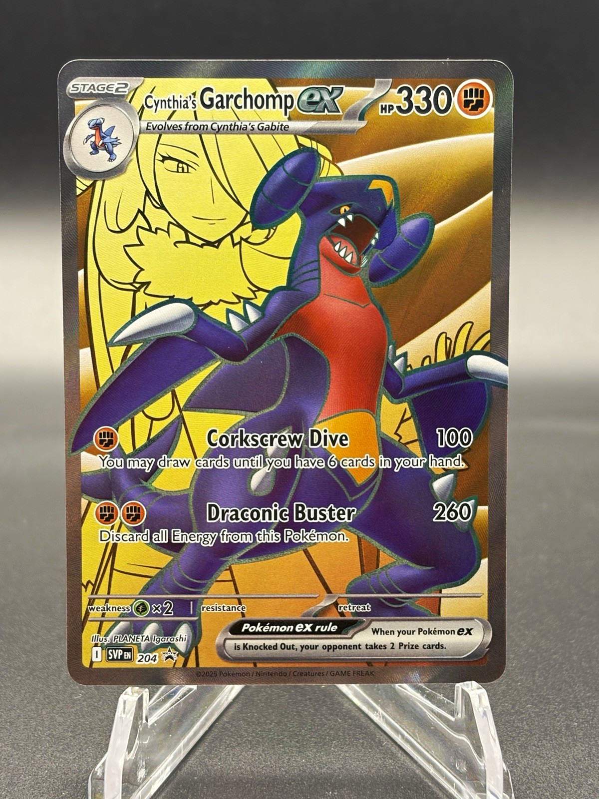 2025 Pokemon Cynthia’s Garchomp ex SVP 204 Black Star Promo Full Art NM