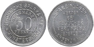 Germany - Sparkasse Münsterberg 50 Pfennig O.J. Emergency Money Savings Deposits