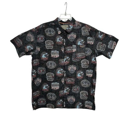 SALT LIFE Live Salty Short Sleeve Button 2XL Shirt Fish Fishing Outdoor Boating - Bild 2 von 10