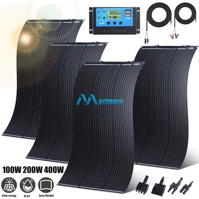 400W Flexible Solar Panel Kit 18V Home RV Battery Charge with 30A PWM Controller