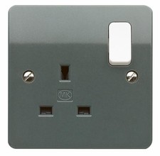 MK - Logic Plus 13A 1 Gang DP Switched Socket, Grey with White Rocker