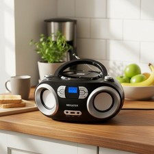 Portable CD Player with Bluetooth FM Radio USB AUX Black