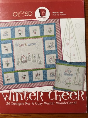  OESD 26 Embroidery Designs ''Winter Cheer '' , Multi Formated, trees, snowmen,