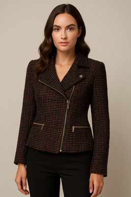 Jasper Conran Damen Moto Tweed Stil Blazer Jacke Größe UK 12 Reißverschluss