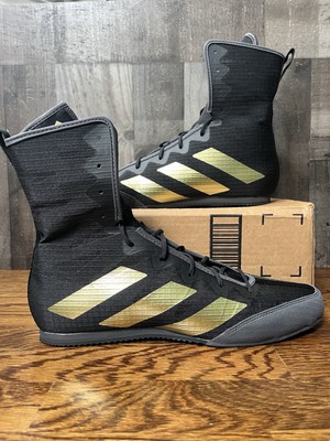 Adidas Box Hog 4 Black Gold Metallic Boxing Shoes Size 11.5 GZ6116 Boxer