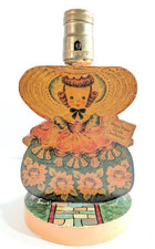 Hallmark Greeting Card Wood Table Lamp Vintage 1920s Folk Art Handmade No Shade