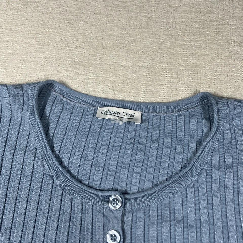 Suéter Henley Acanalado Coldwater Creek Para Mujer XL Azul Laguna Pullover Informal Foto 2 de 4
