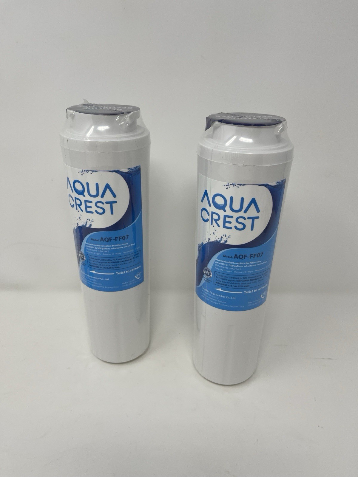 Aqua Crest New Refrigerator Water Filter Model AQF-FF07 NSF 2 Pack NEW