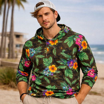 Polo Ralph Lauren Hoodie XXL Camo Tropical Floral Pullover Aloha