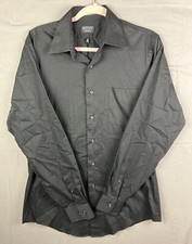 Arrow Men's Black Fitted Stretch Dress Shi rt Wrinkle Free Sz M 15 1/2 34/35