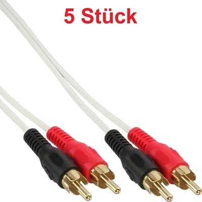 10m Audio Chinchkabel Cinch Cynch RCA Kabel vergoldete Chinch Stecker Weiß lange