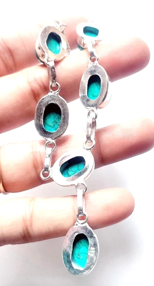 Santa Rosa Türkis Edelstein 925 Sterling Silber Handarbeit Schmuck Halskette - Bild 3 von 4