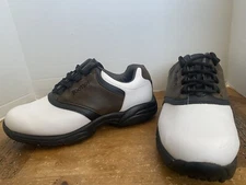 FootJoy Mens 45516 GreenJoys Low Top Golf Shoes White Brown Leather Saddle 8W