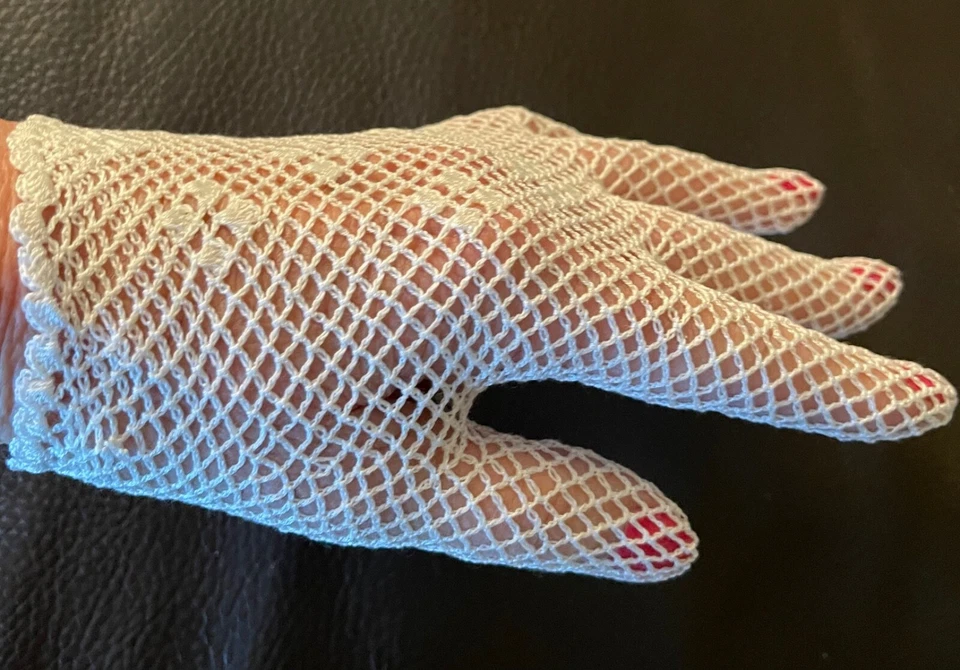 Guantes de algodón ganchillo a mano aspecto vintage muchos colores Foto 3 de 4