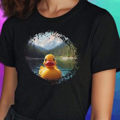 Women's Rubber Duck Motif Cotton T-Shirt Size S to 3XL