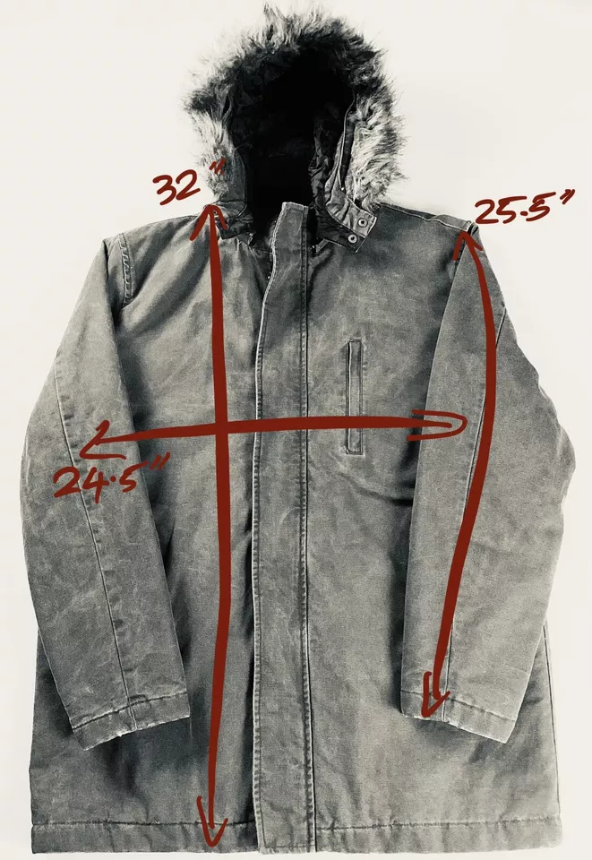 Canvas Parka Coat N38-Style Workwear Detachable Hood Size L - Image 4 of 4