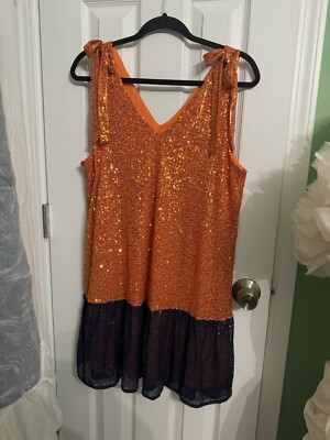 TCEC dress ORANGE &BLUE Sequin Size Large Auburn University NWT $50 | eBay