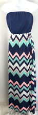Rue 21 Maxi Strapless Dress M Multi Color Chevron Elastic Tube Top Boho Beach