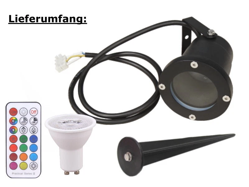 LED Outdoor Strahler RGB+kaltweiss 3W IP65 230V Memory Funktion Gartenstrahler - Bild 3 von 4